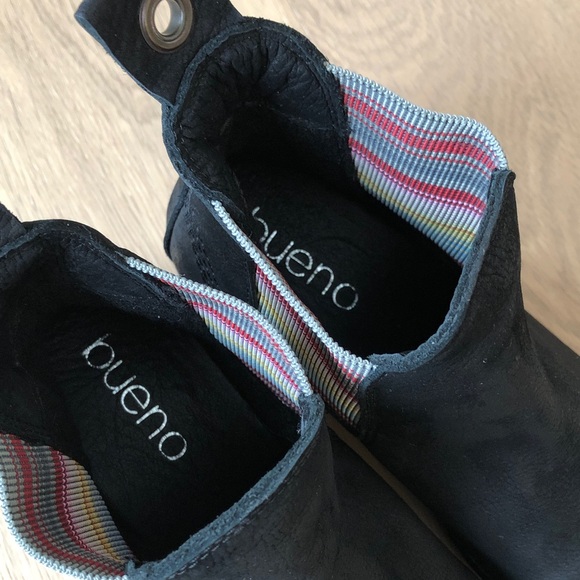 Bueno Women's Florida Boots, Black Leather with fun Multi-Colour Elasti, Size 38 - Picture 6 of 13